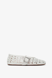 Vienne white leather ballet flats