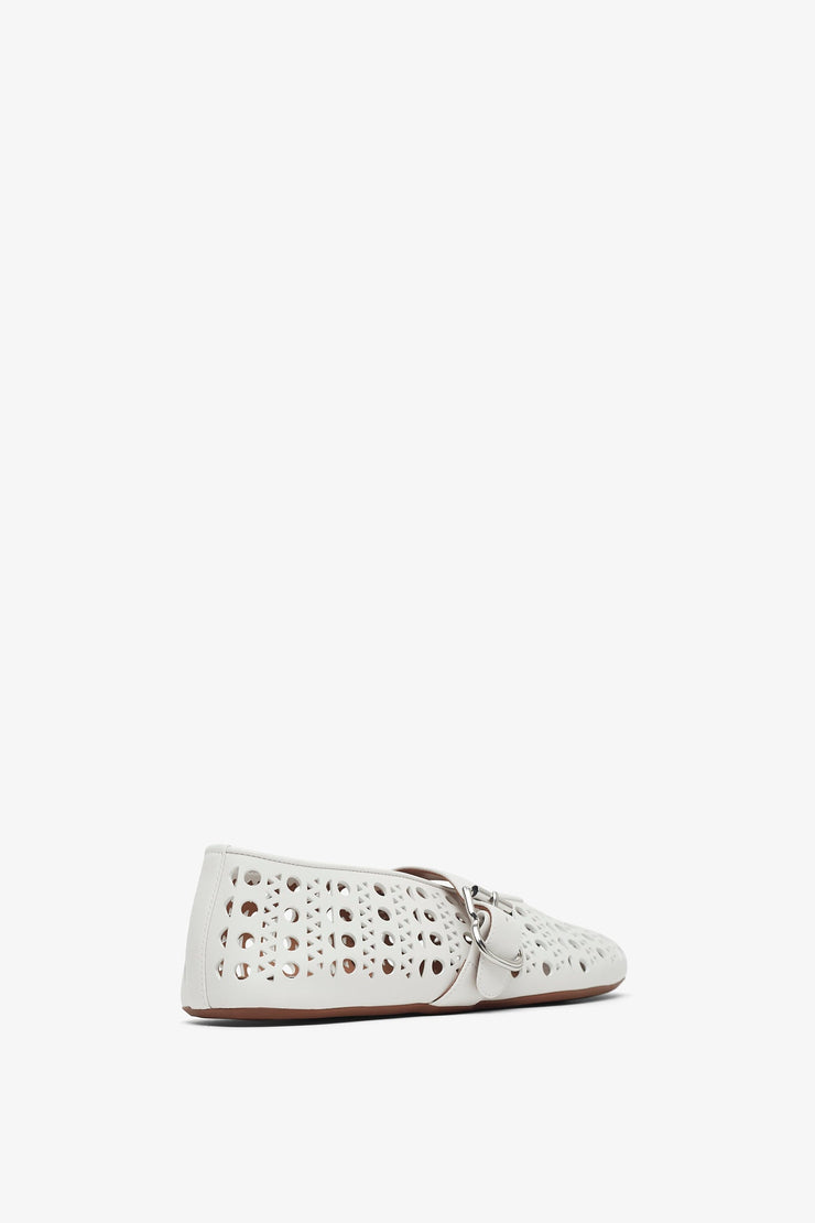 Vienne white leather ballet flats