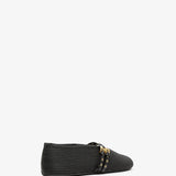 Paper straw black ballet flats