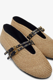 Paper straw nature ballet flats