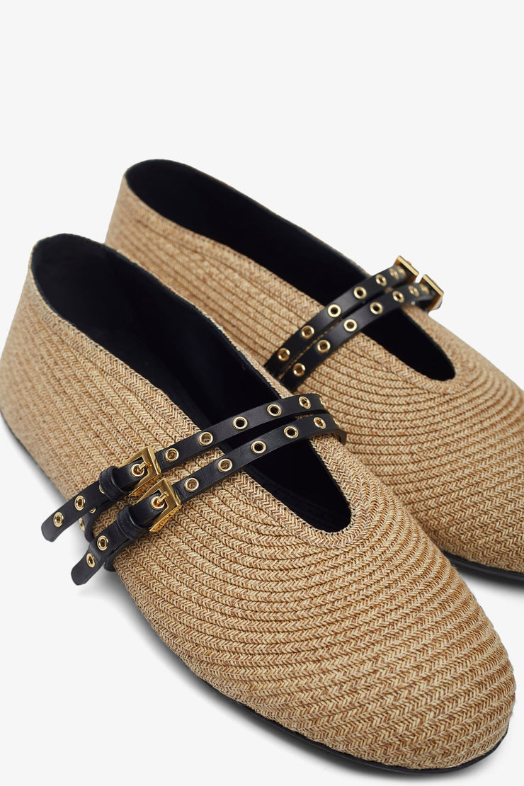 Paper straw nature ballet flats