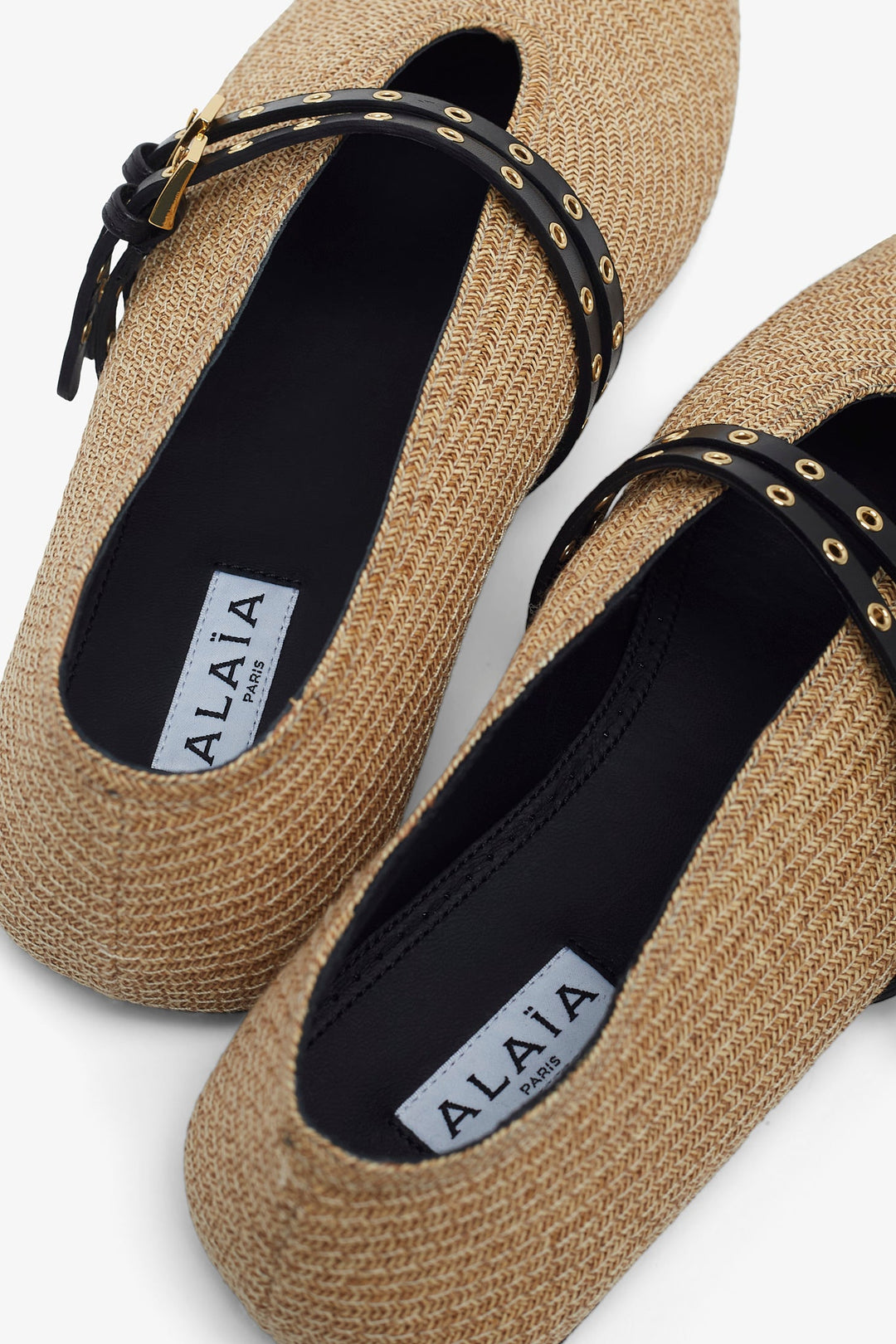 フラットシューズ Alaia PAPER STRAW FLAT BALLETS AA27122S-Alaia-Paper-straw-
