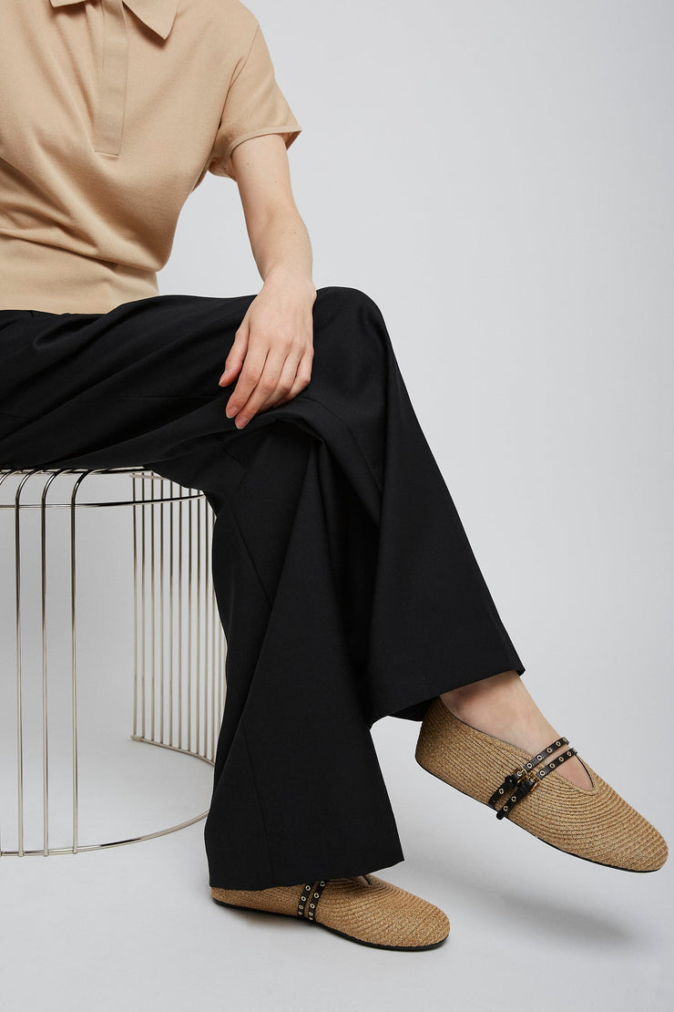 Paper straw nature ballet flats