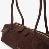 Le Teckel Medium dark brown suede bag