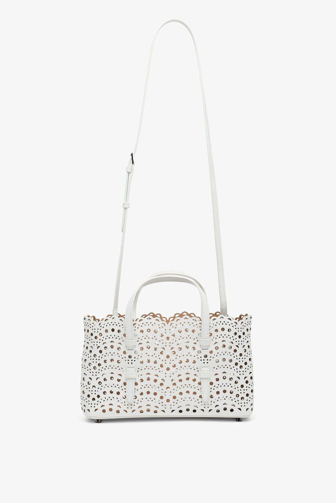 NEW ALAIA MINA 25トートバッグ White ▲ AA1S06725C0A44010 Mina 25 Tote Bag In White Wave Vienne Leather - ALAIA