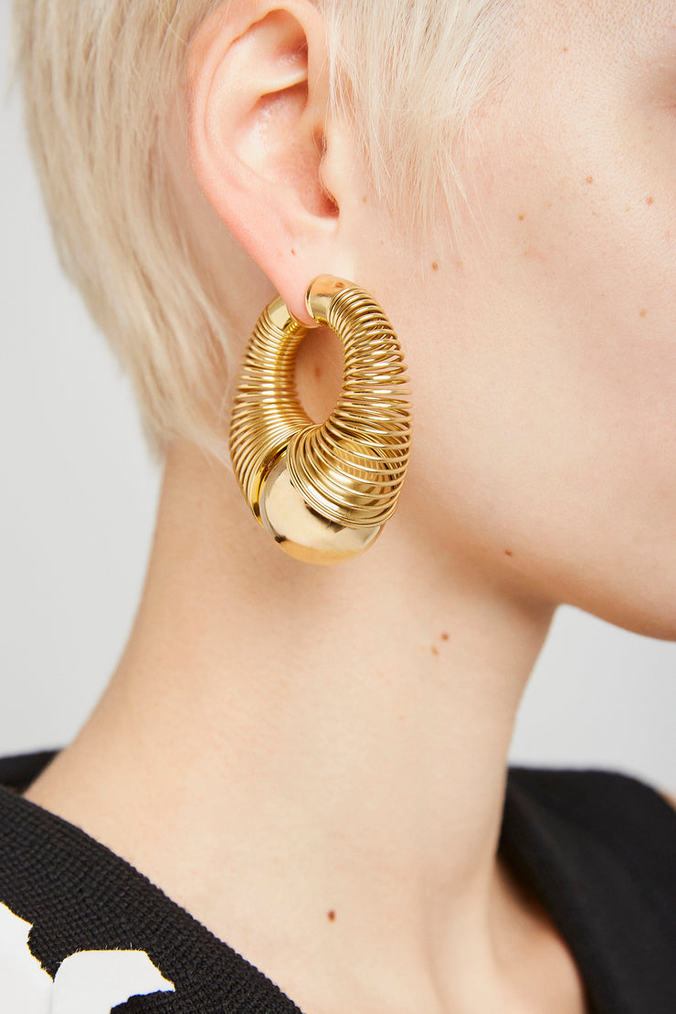 Spiral gold small hoop earrings