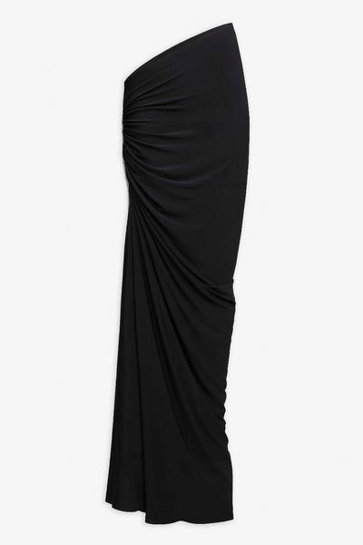 Soft jersey draped black skirt