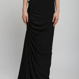 Soft jersey draped black skirt