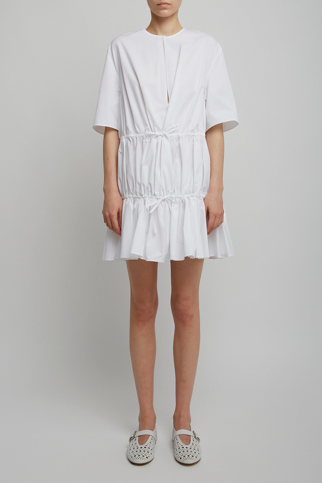 Cotton poplin white dress