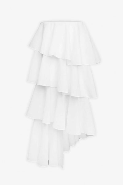 Cotton linen white spiral skirt