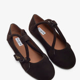 Teckel brown suede ballet flats
