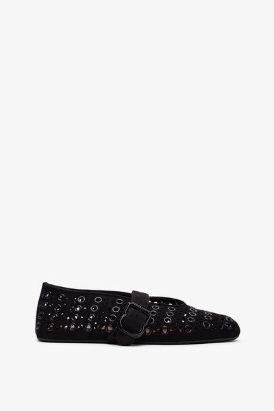 Vienne black suede ballet flats
