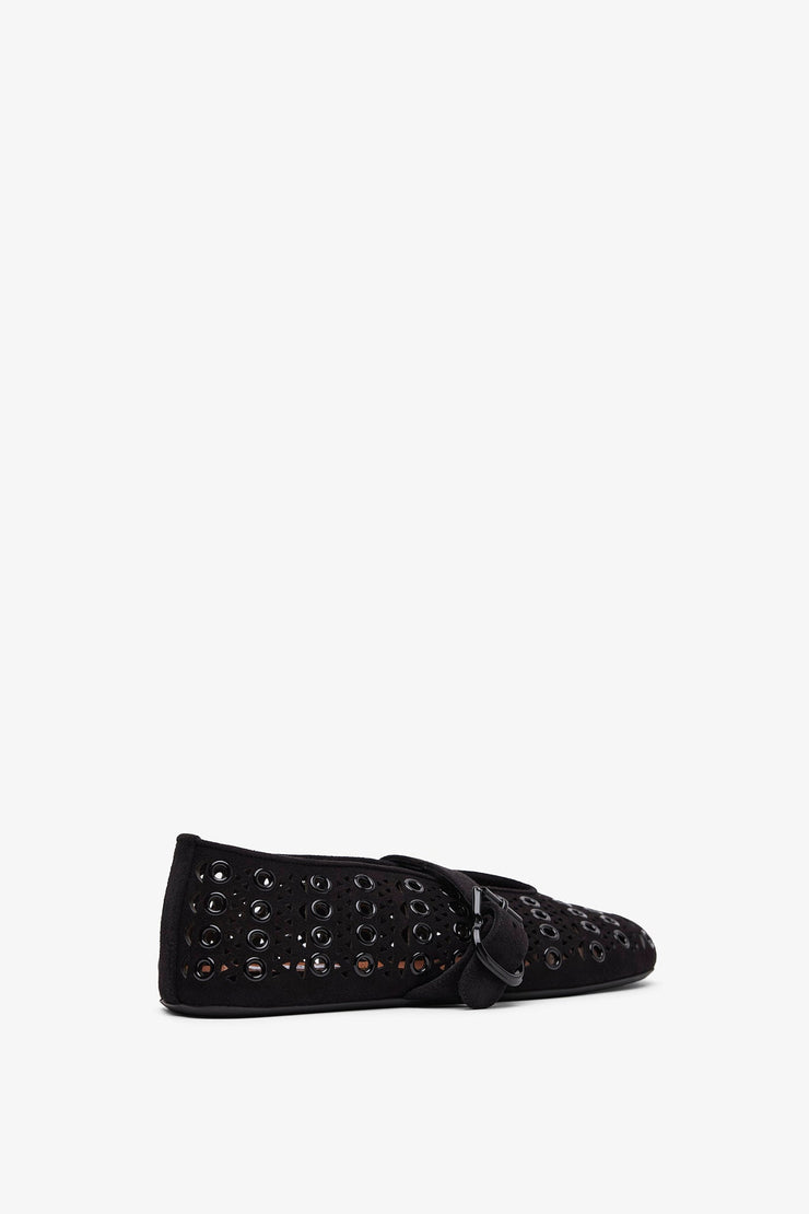 Vienne black suede ballet flats