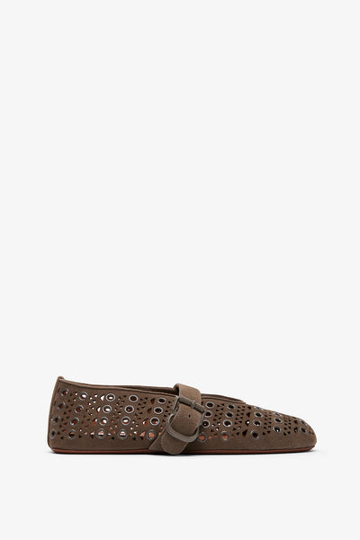 Vienne grey suede ballet flats