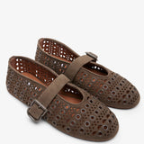 Vienne grey suede ballet flats