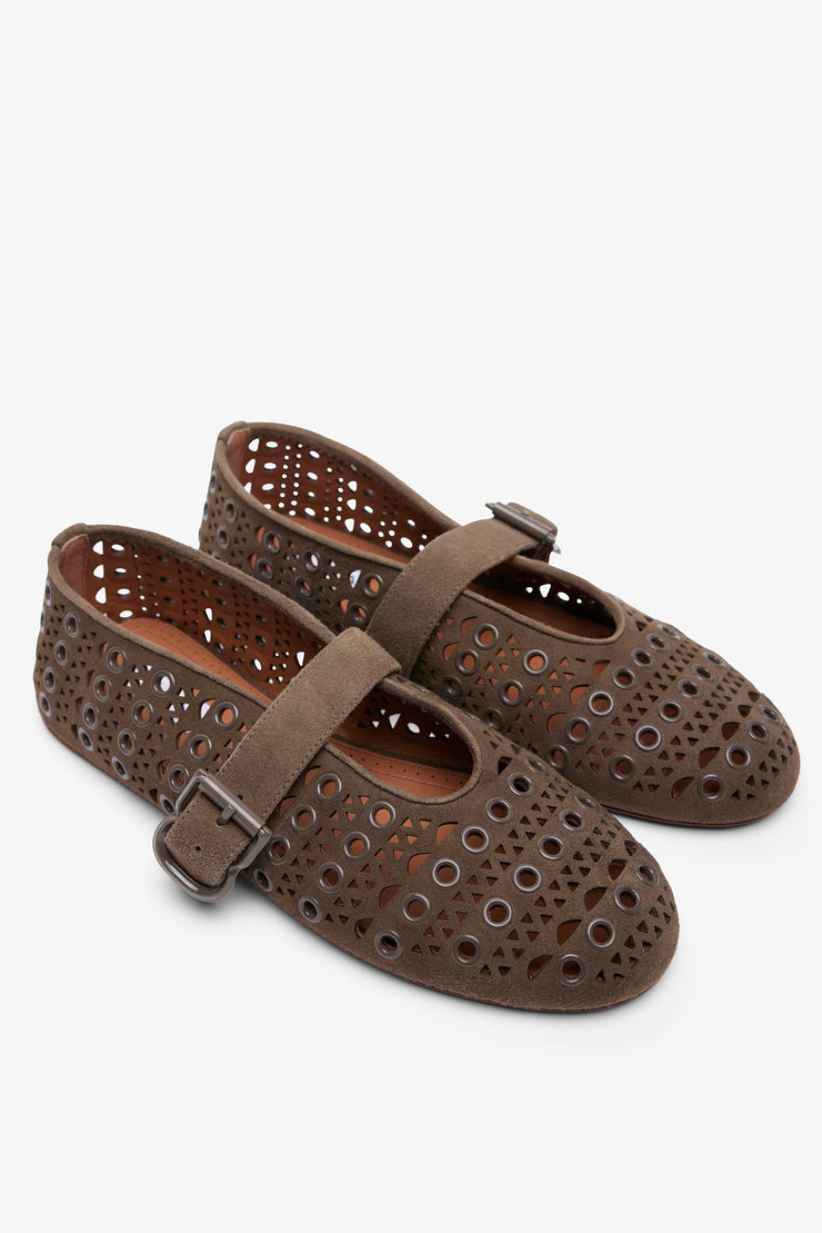 Vienne grey suede ballet flats