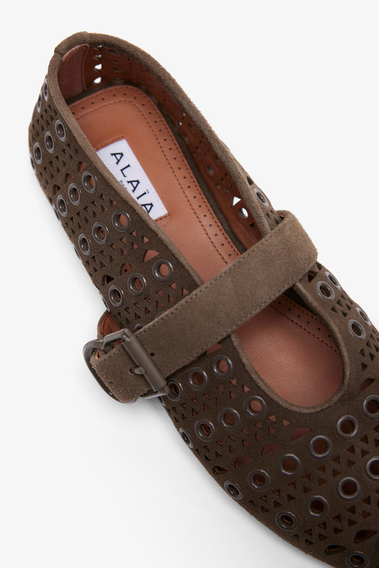 Vienne grey suede ballet flats