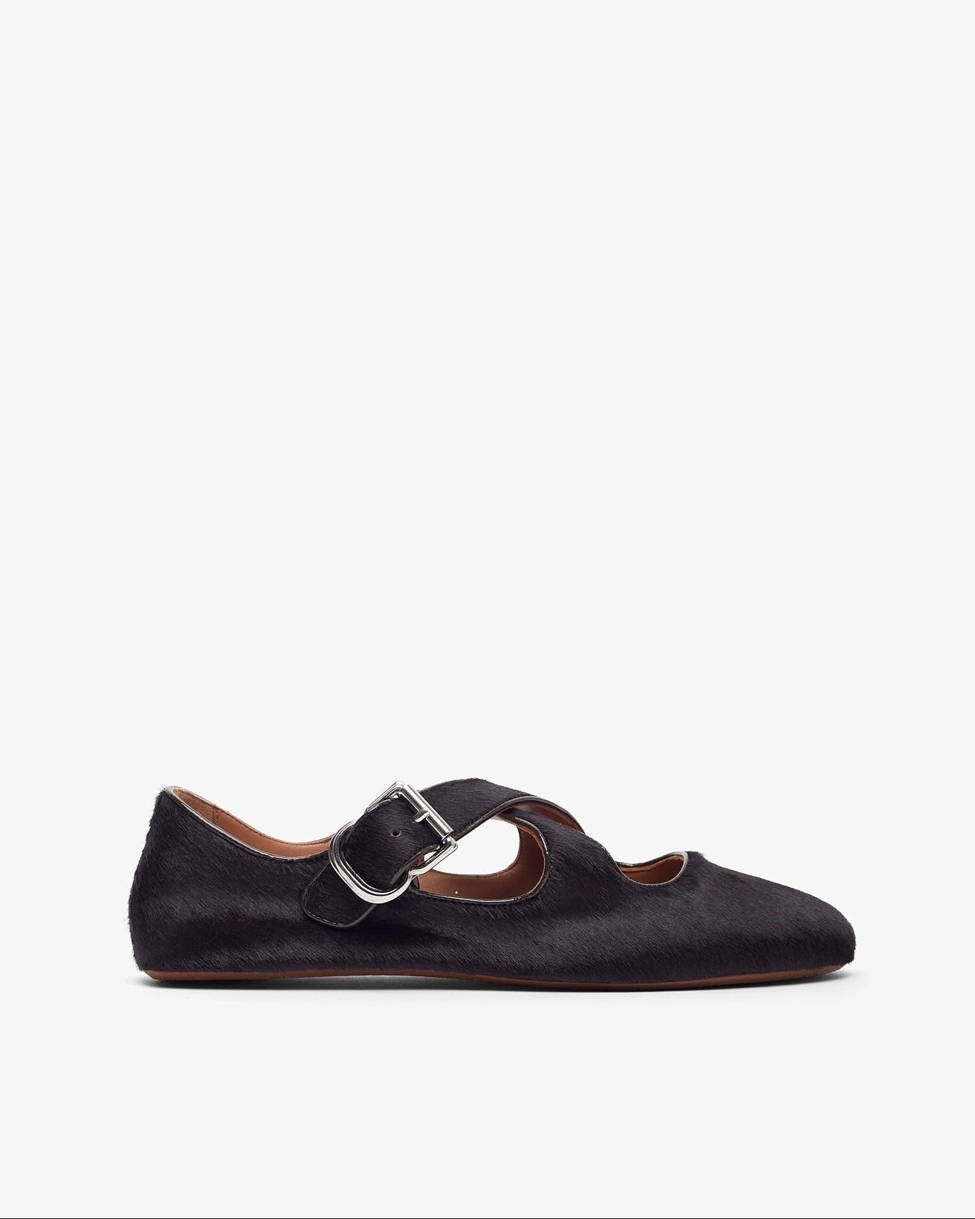 Black leather sneaker on a white background