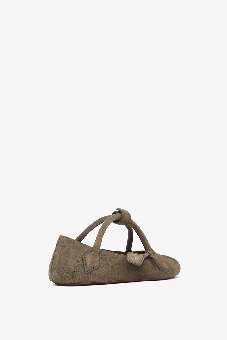 Teckel brown grey suede ballet flats