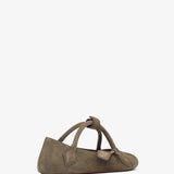 Teckel brown grey suede ballet flats