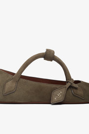 Teckel brown grey suede ballet flats