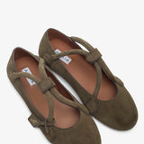 Teckel brown grey suede ballet flats