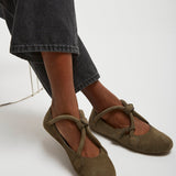 Teckel brown grey suede ballet flats