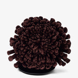 Asymmetric suede pom pom sandals