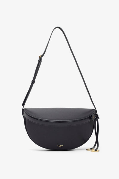 Hip east west black leather bag