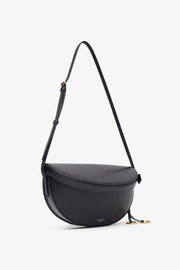 Hip east west black leather bag