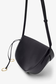 Hip east west black leather bag