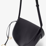 Hip east west black leather bag