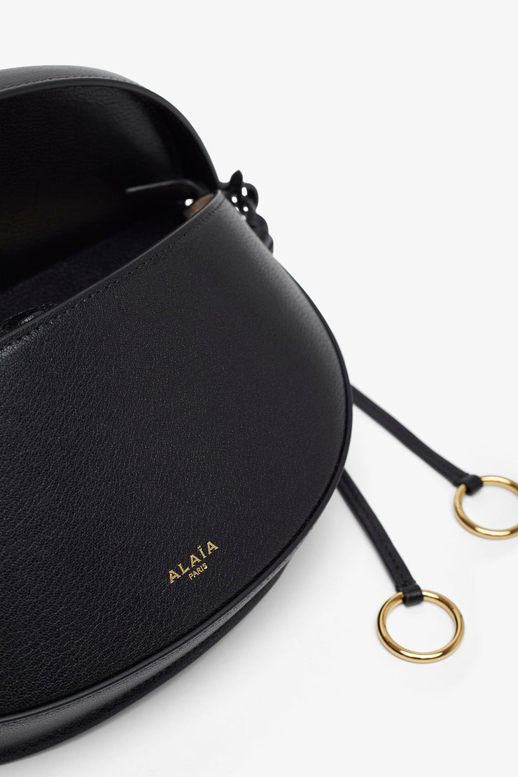 Hip east west black leather bag