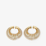 Gold hoop earrings on a white background