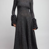 Frills sleeve mohair fit flare dress