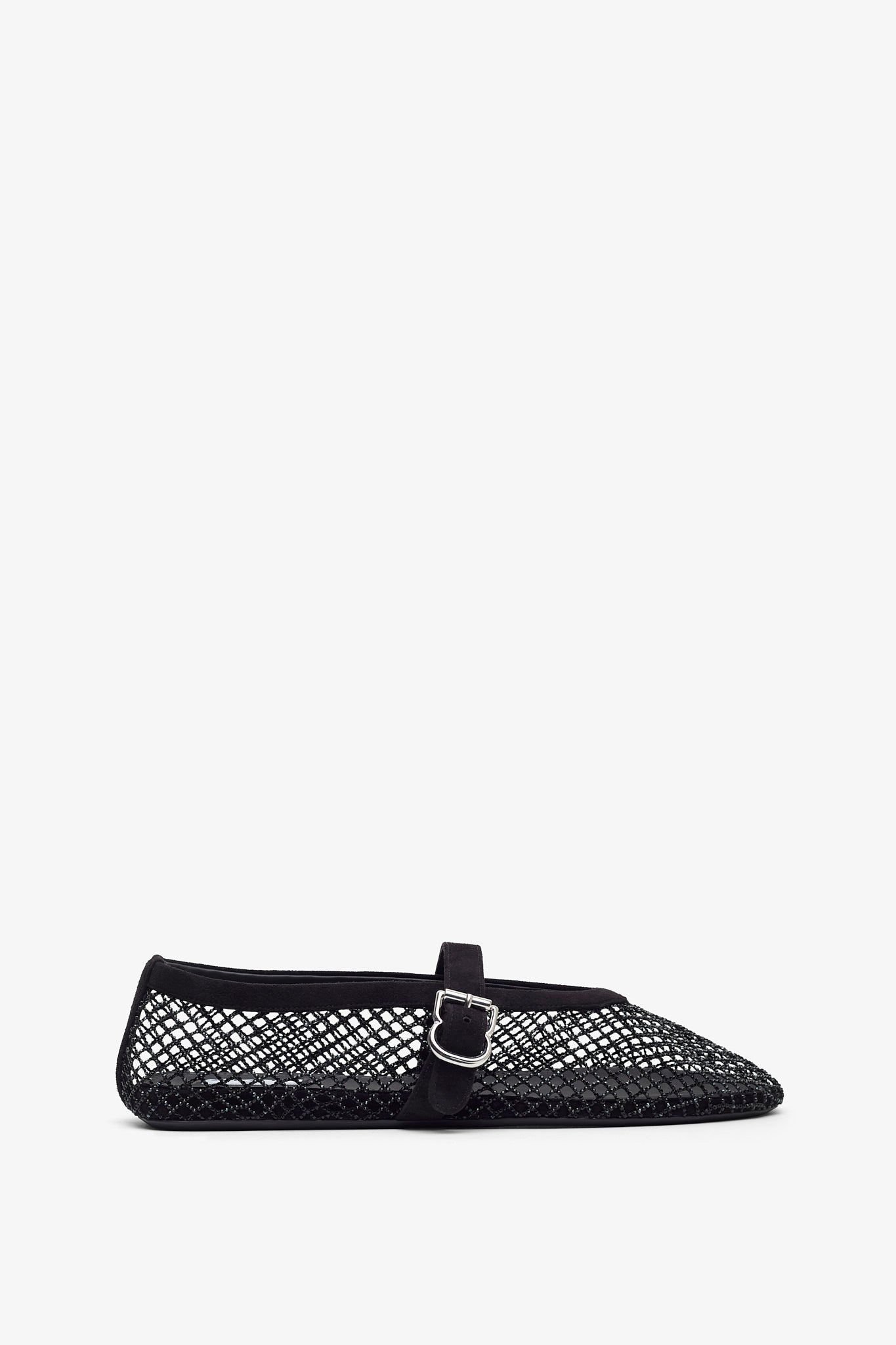 Black mesh suede ballet flats