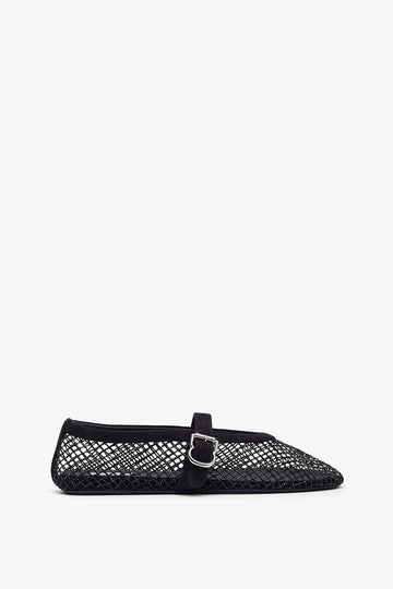 Black mesh suede ballet flats
