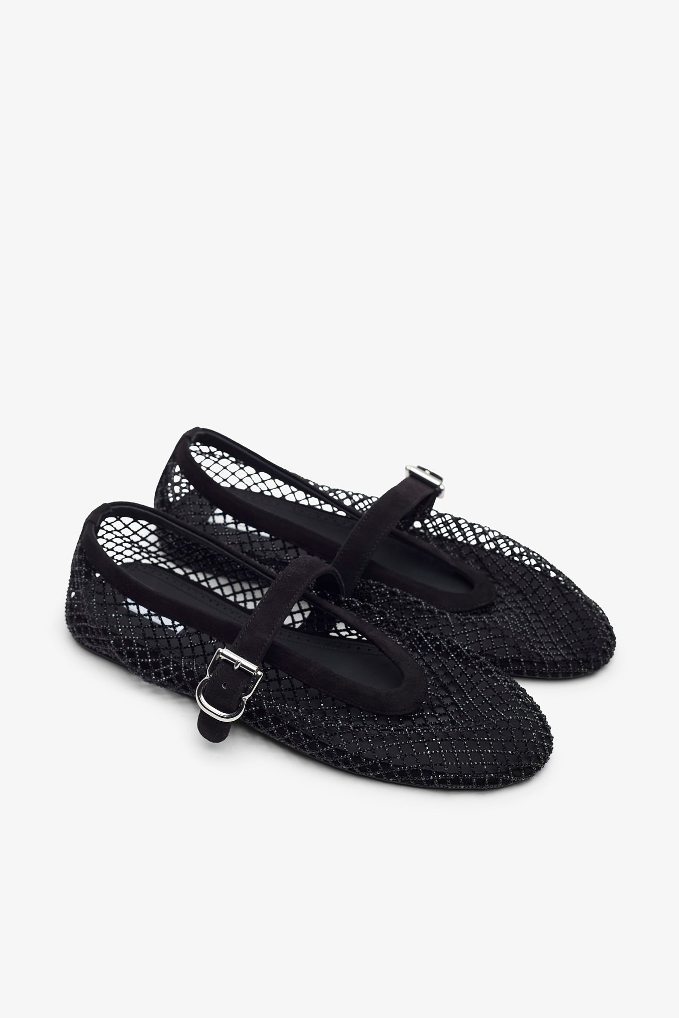 Black mesh suede ballet flats