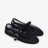 Strass mesh suede ballet flats