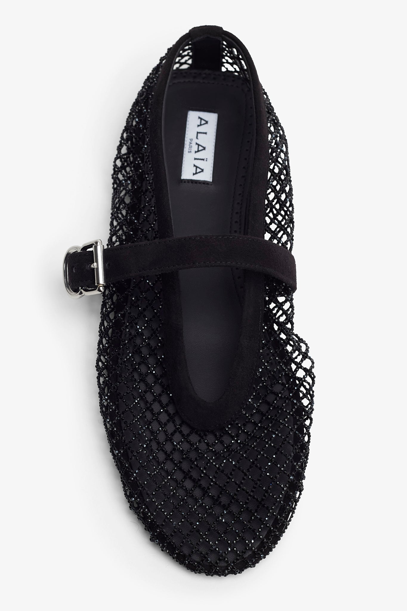 Black mesh suede ballet flats