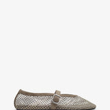 Silver mesh suede ballet flats