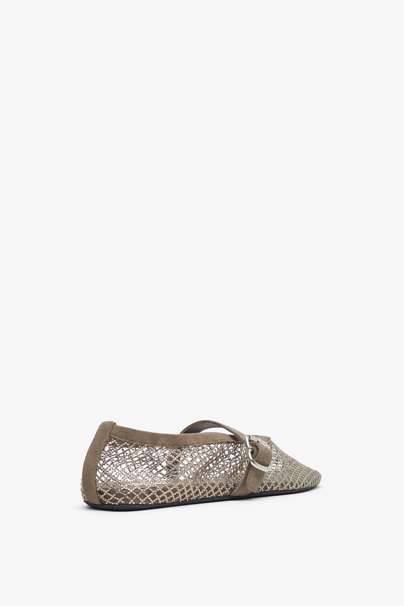 Silver mesh suede ballet flats