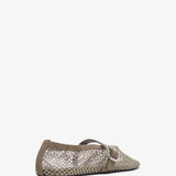Silver mesh suede ballet flats