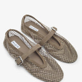 Silver mesh suede ballet flats