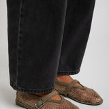 Silver mesh suede ballet flats