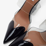 Coeur 90 black patent wedge mules