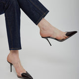 Coeur 90 aubergine patent mules pumps