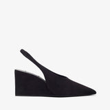 Black 90 suede slingback wedges