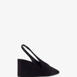 Black 90 suede slingback wedges