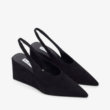 Black 90 suede slingback wedges